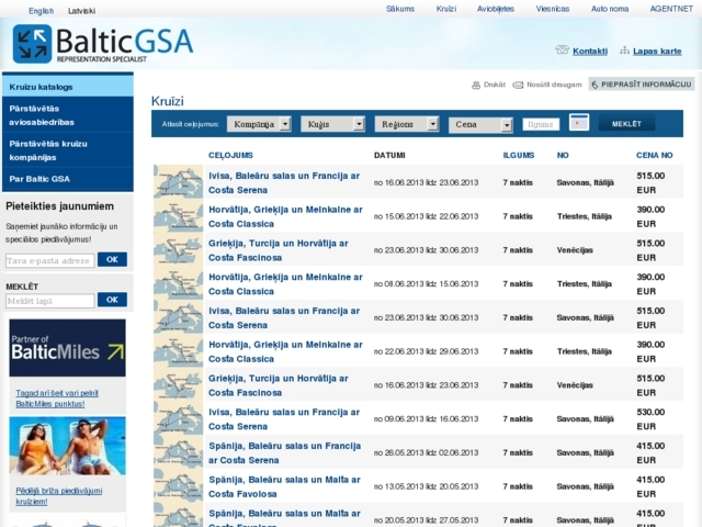 Costa Cruises kruīzu kompānijas pārstāvniecība, 
